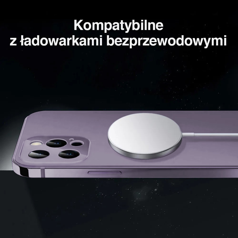 Etui do iPhone 14 Pro Max Luxury Skin ultra cienkie, pełny tył z metalową ramką, głęboka purpura