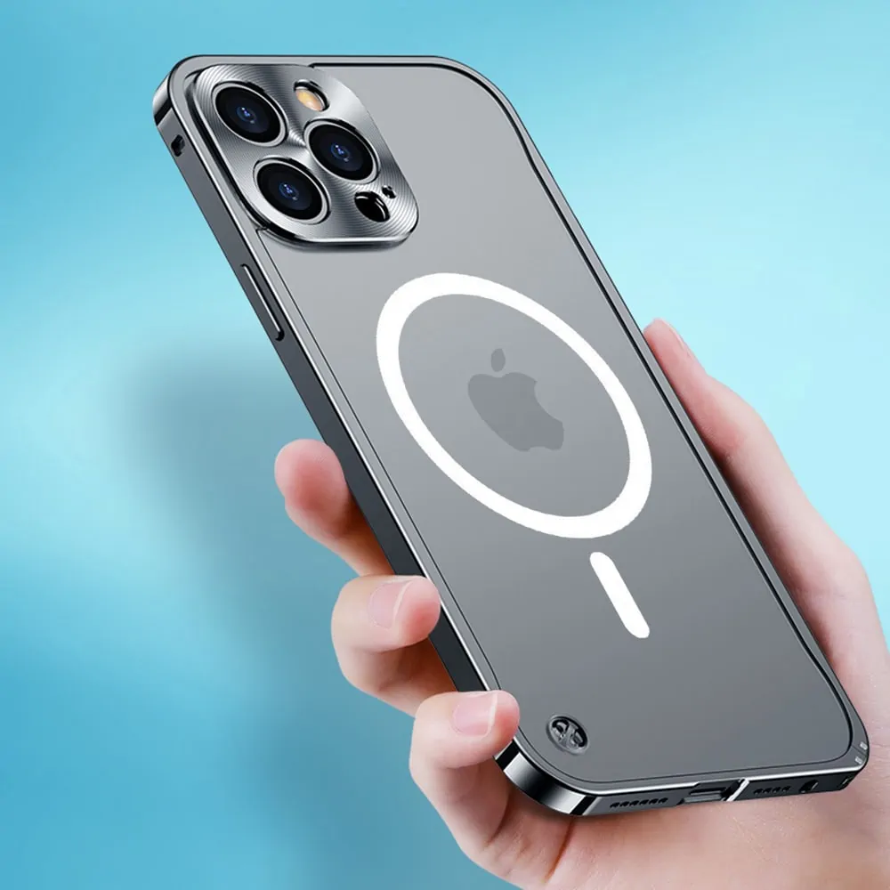Etui do iPhone 13 Pro Max Magsafe Armor metalowa ramka, twarde aluminium, czarne grafitowe