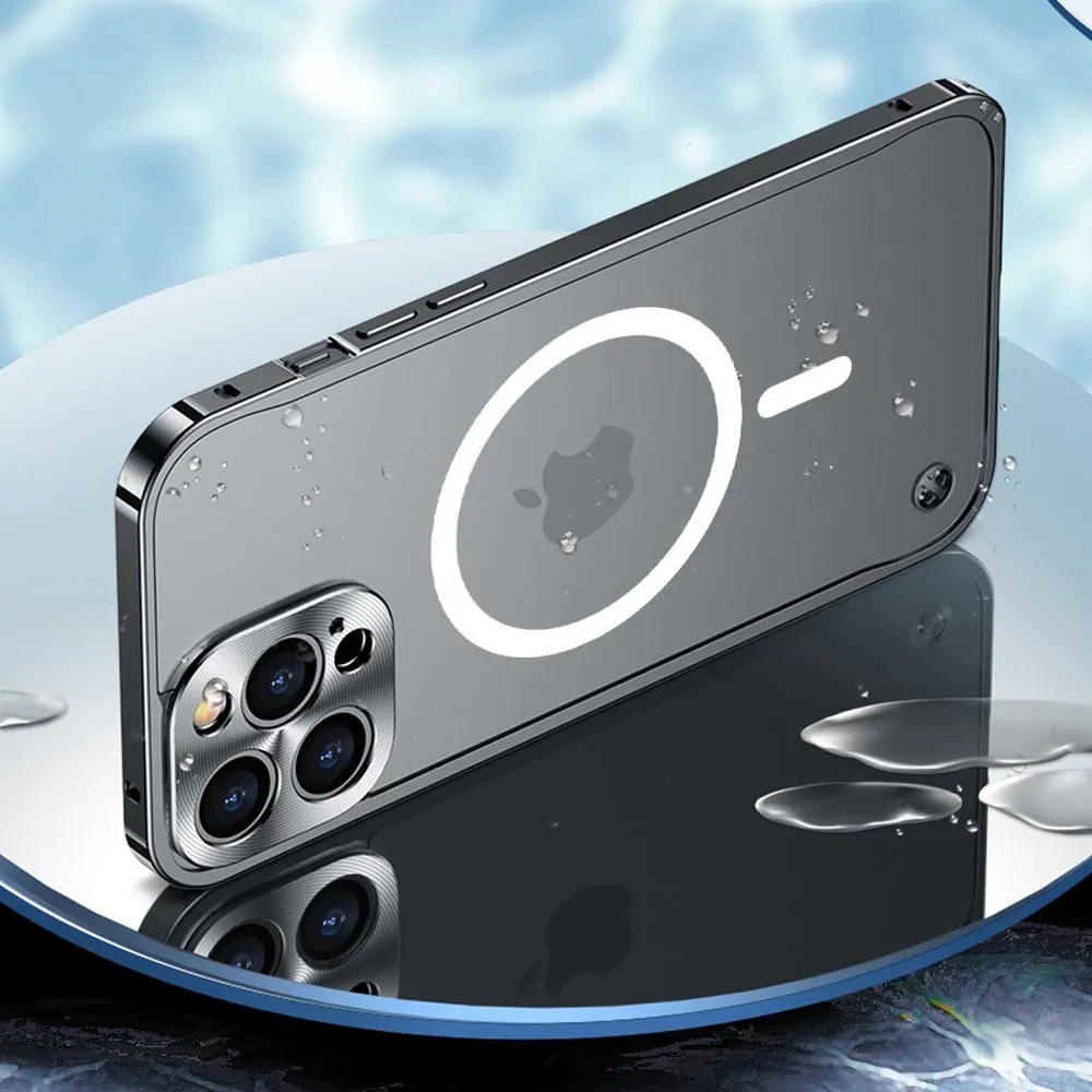 Etui do iPhone 13 Pro Max Magsafe Armor metalowa ramka, twarde aluminium, czarne grafitowe
