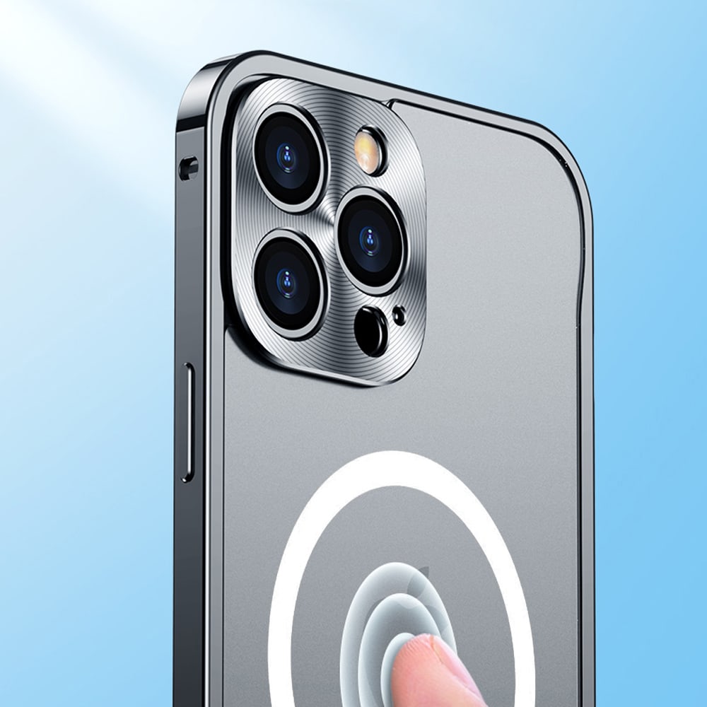 Etui do iPhone 13 Pro Max Magsafe Armor metalowa ramka, twarde aluminium, czarne grafitowe