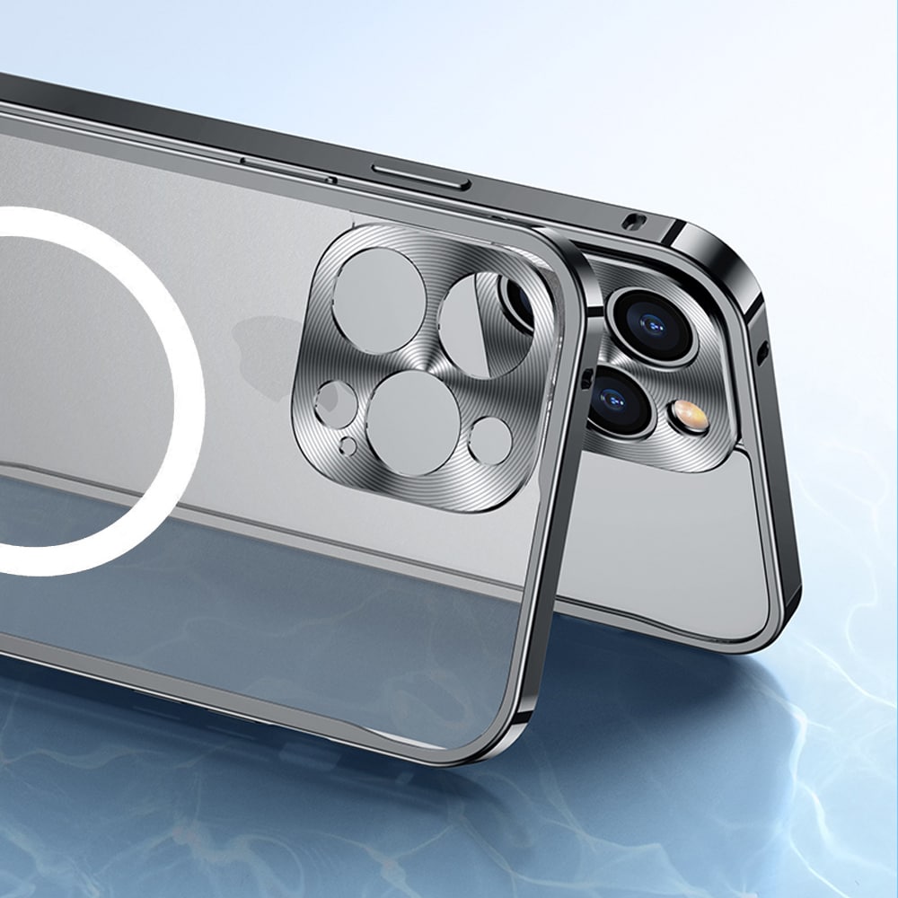 Etui do iPhone 13 Pro Max Magsafe Armor metalowa ramka, twarde aluminium, czarne grafitowe