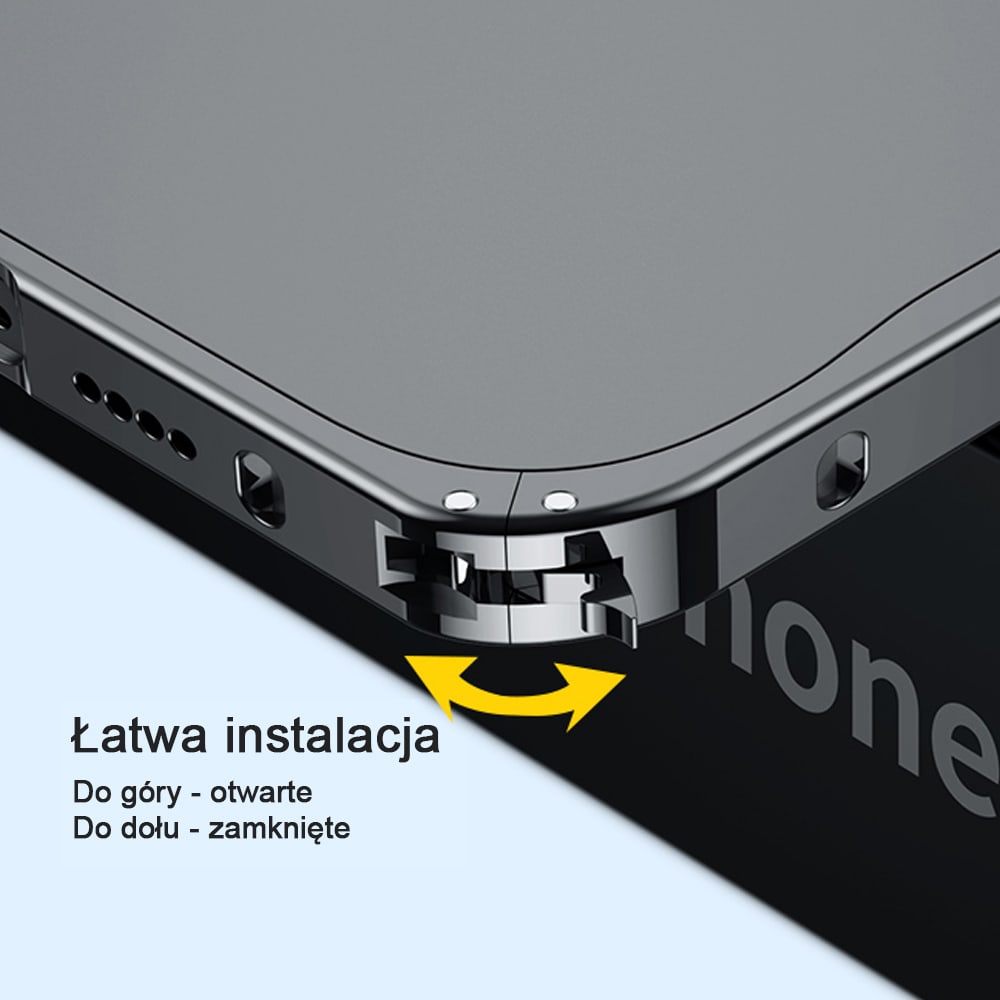 Etui do iPhone 13 Pro Max Magsafe Armor metalowa ramka, twarde aluminium, czarne grafitowe