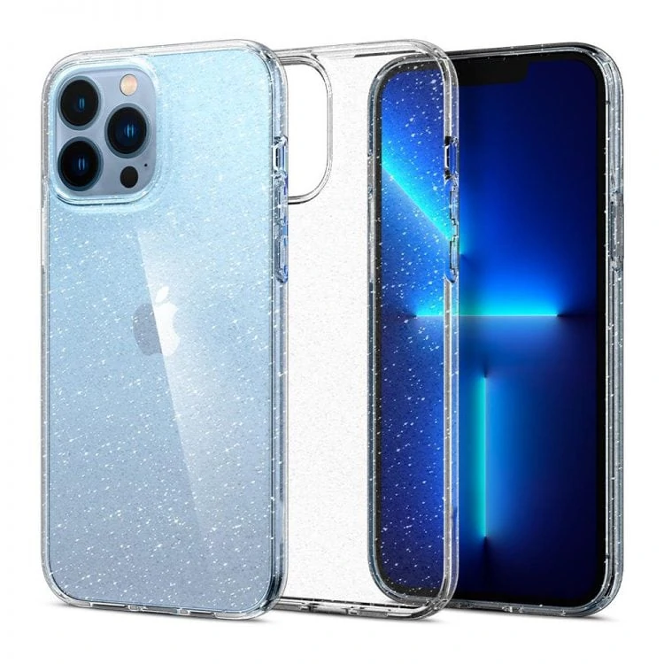 Etui do iPhone 12 z brokatem i osłoną na aparat, ochronne cienkie przeźroczyste glitter