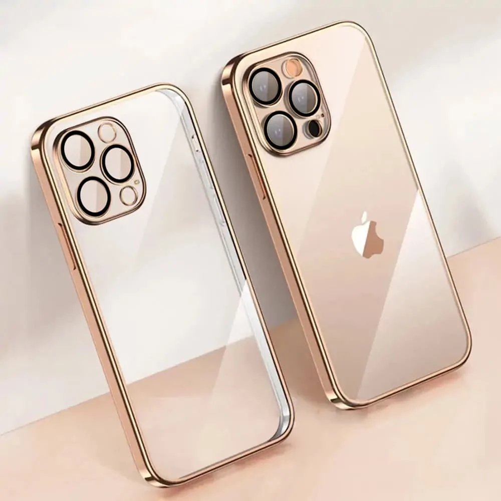 Etui do iPhone 14 Pro Max Premium Protect Full Cover z osłoną kamery i obiektywów 9H, krystaliczny tył, czerwone złoto (OUTLET)