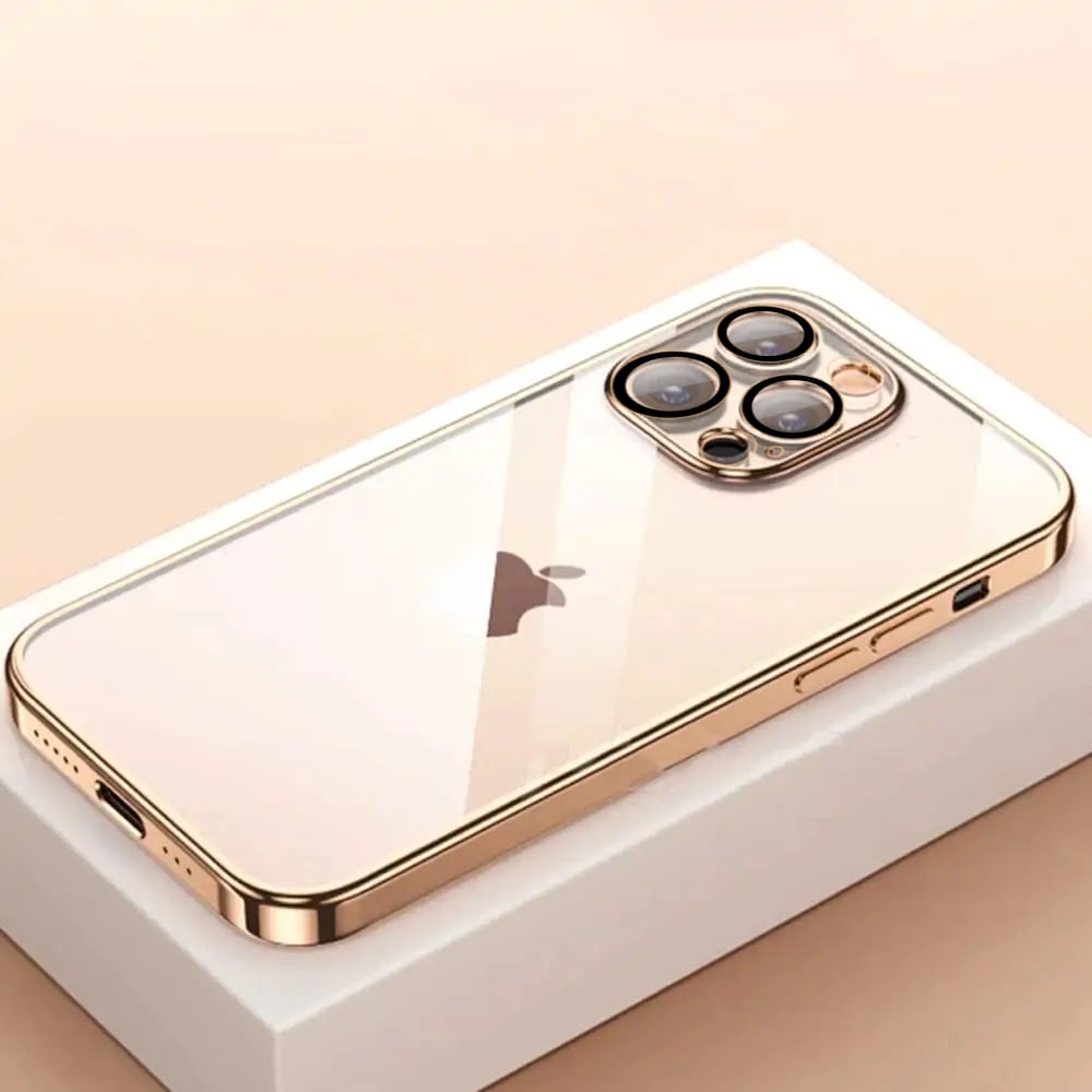 Etui do iPhone 14 Pro Max Premium Protect Full Cover z osłoną kamery i obiektywów 9H, krystaliczny tył, czerwone złoto (OUTLET)