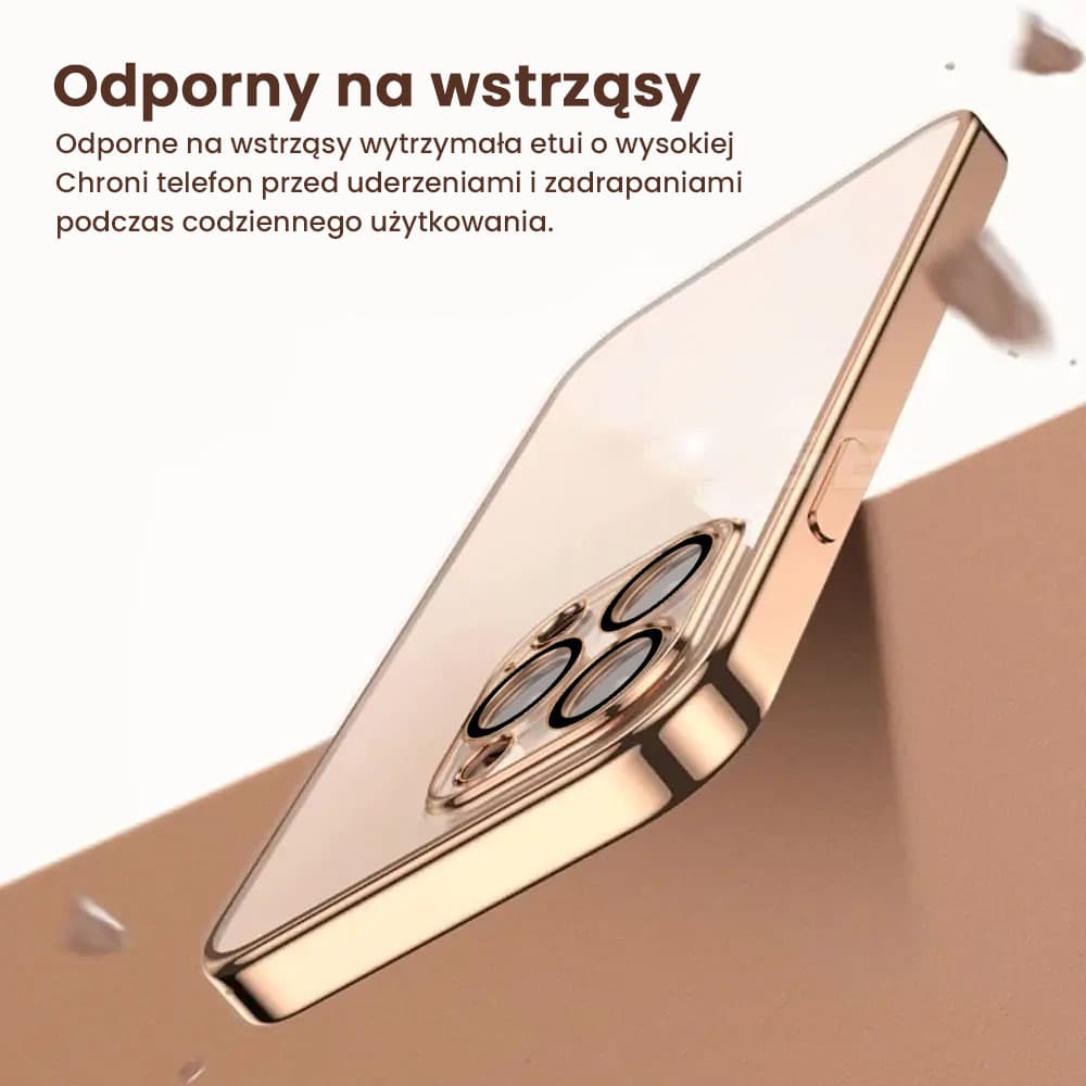 Etui do iPhone 14 Pro Max Premium Protect Full Cover z osłoną kamery i obiektywów 9H, krystaliczny tył, czerwone złoto (OUTLET)