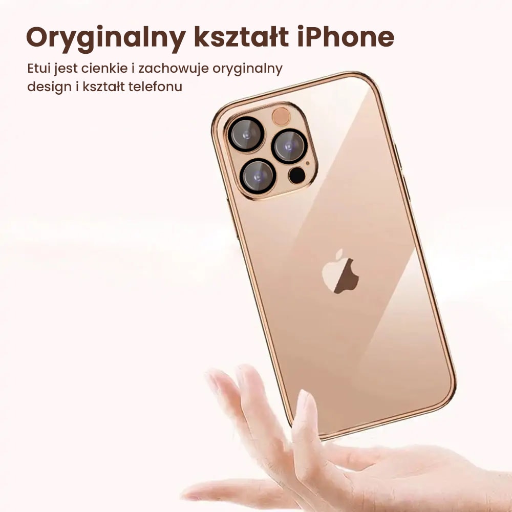 Etui do iPhone 14 Pro Max Premium Protect Full Cover z osłoną kamery i obiektywów 9H, krystaliczny tył, czerwone złoto (OUTLET)