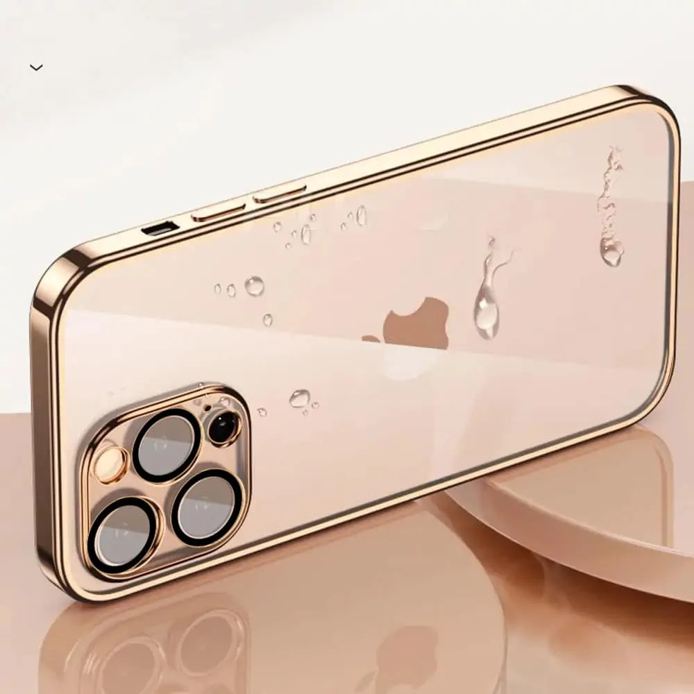 Etui do iPhone 14 Pro Max Premium Protect Full Cover z osłoną kamery i obiektywów 9H, krystaliczny tył, czerwone złoto (OUTLET)