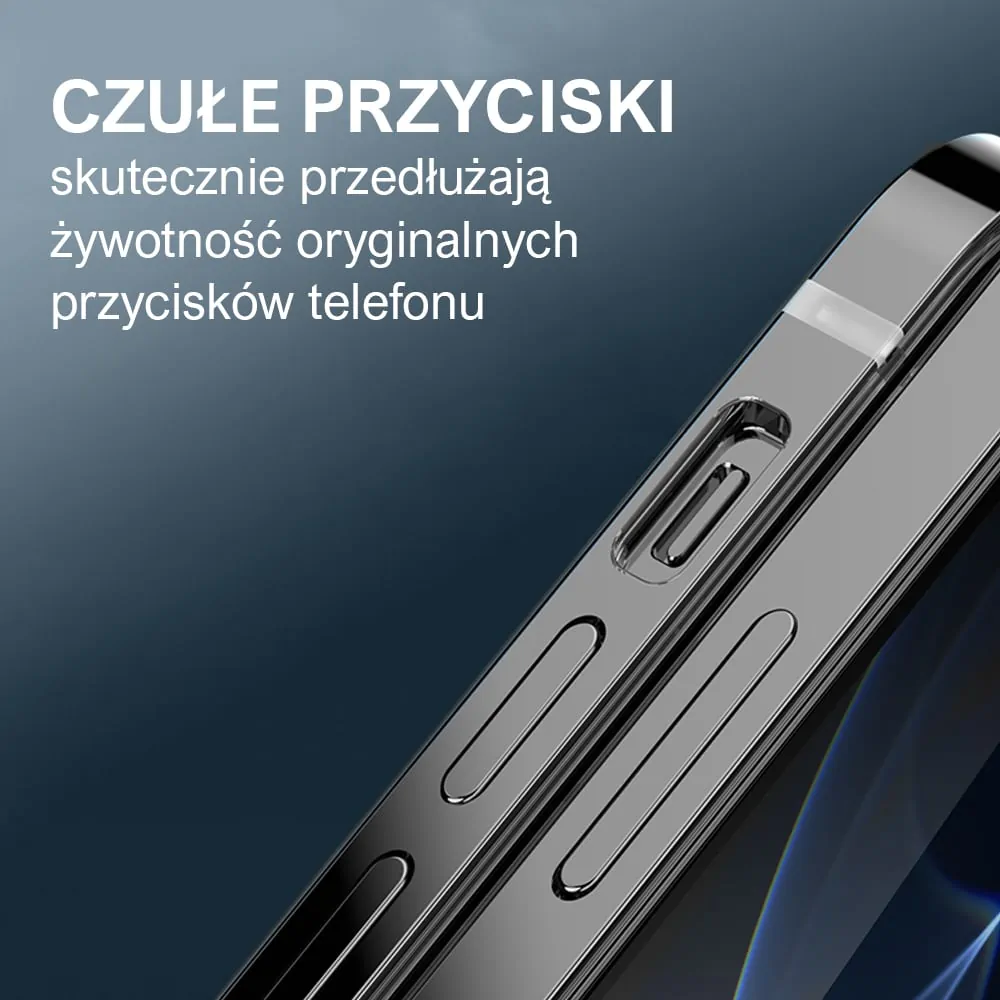 Etui do iPhone 13 Pro Max Ibizu Elite Skin, krystalicznie czyste z metalową ramką, czarne (OUTLET)