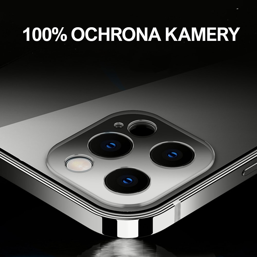 Etui do iPhone 13 Pro Max Ibizu Elite Skin, krystalicznie czyste z metalową ramką, czarne (OUTLET)