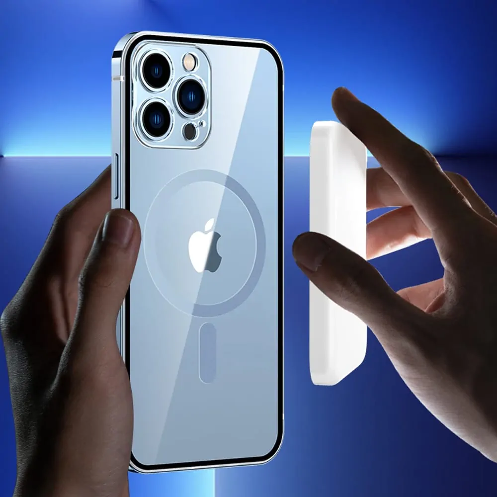 Etui do iPhone 13 Pro Max Ibizu Elite Skin, krystalicznie czyste z metalową ramką, górski błękit z MagSafe (OUTLET)