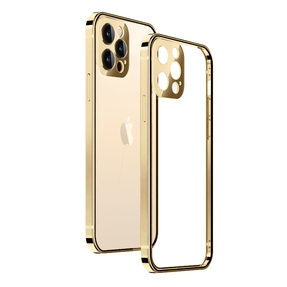 Etui do iPhone 14 Pro Ibizu Elite Skin ultra cienkie, krystalicznie czyste z metalową ramką, złote (OUTLET)