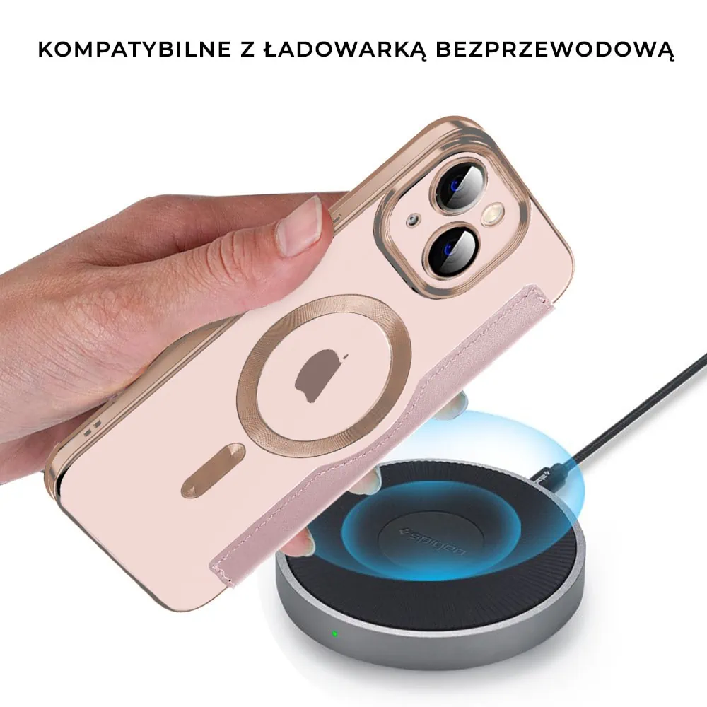 Etui do iPhone 13 typu książka Book Magsafe Lens Protect, z klapką, różowe