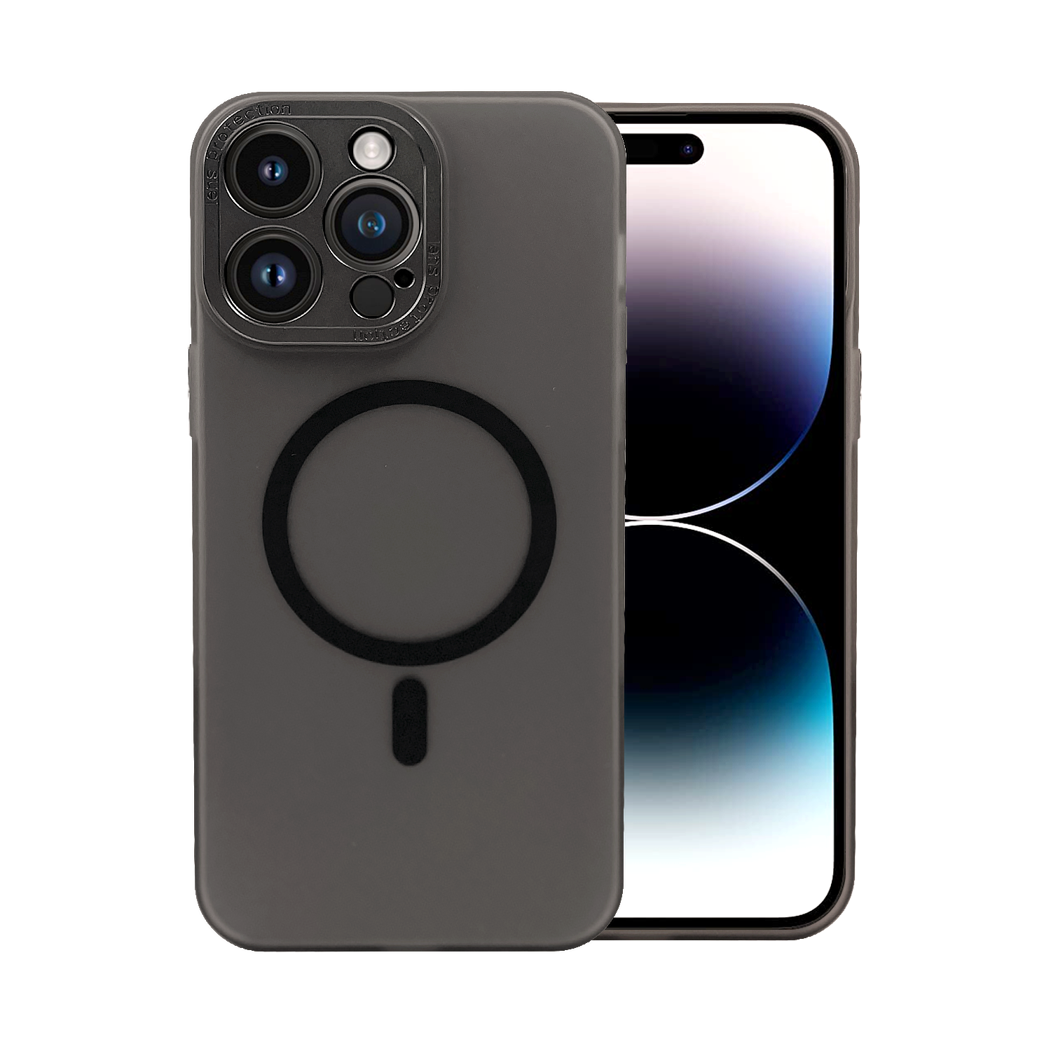 Etui do iPhone 14 Pro Black Crown Protective Matte, matowe z MagSafe, półprzeźroczyste grafitowe