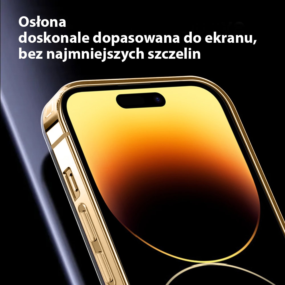 Etui do iPhone 14 Pro ClockWork MagSafe, przeźroczyste z mechanizmem w środku, złote