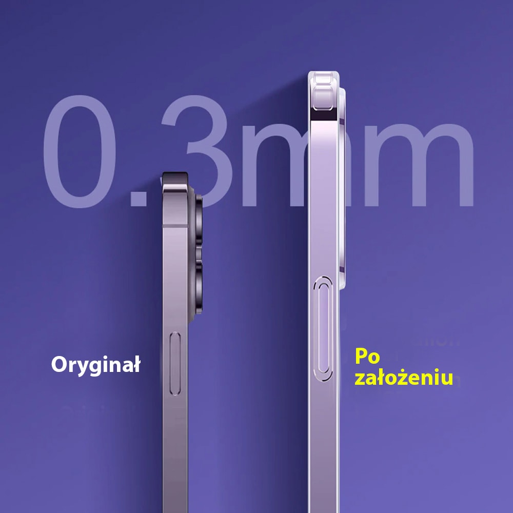 Etui do iPhone 14 Pro ClockWork MagSafe, przeźroczyste z mechanizmem w środku, głęboka purpura