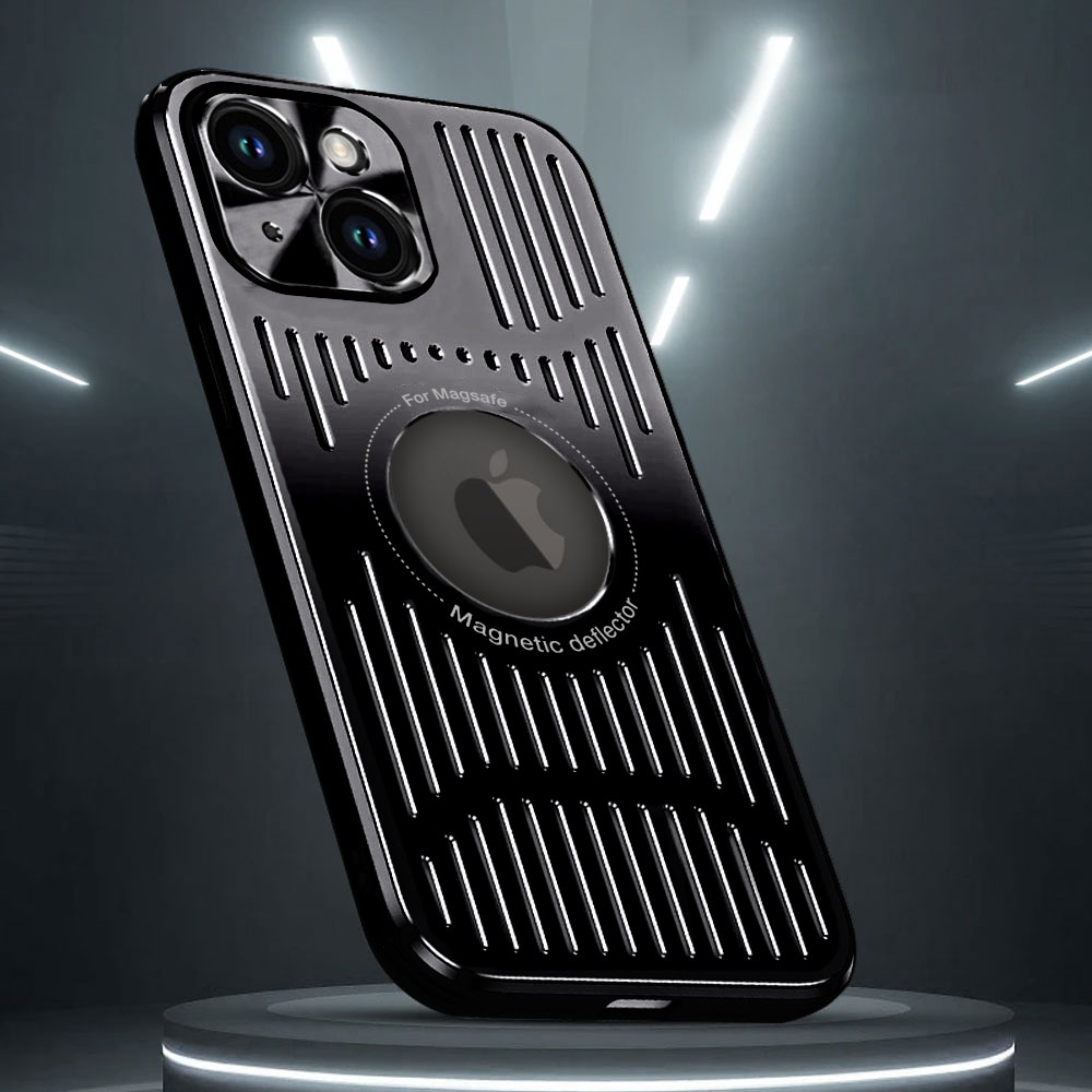 Etui do iPhone 14 Metal Defender z osłoną aparatu, metalowe z widocznym logo, głęboka czerń