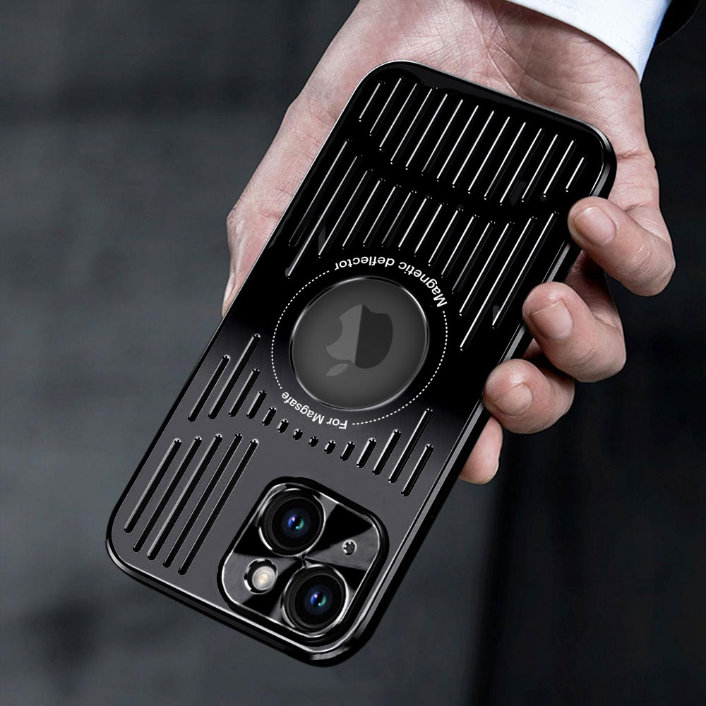 Etui do iPhone 14 Metal Defender z osłoną aparatu, metalowe z widocznym logo, głęboka czerń