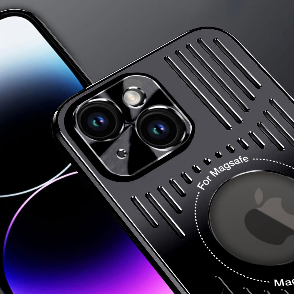 Etui do iPhone 14 Metal Defender z osłoną aparatu, metalowe z widocznym logo, głęboka czerń