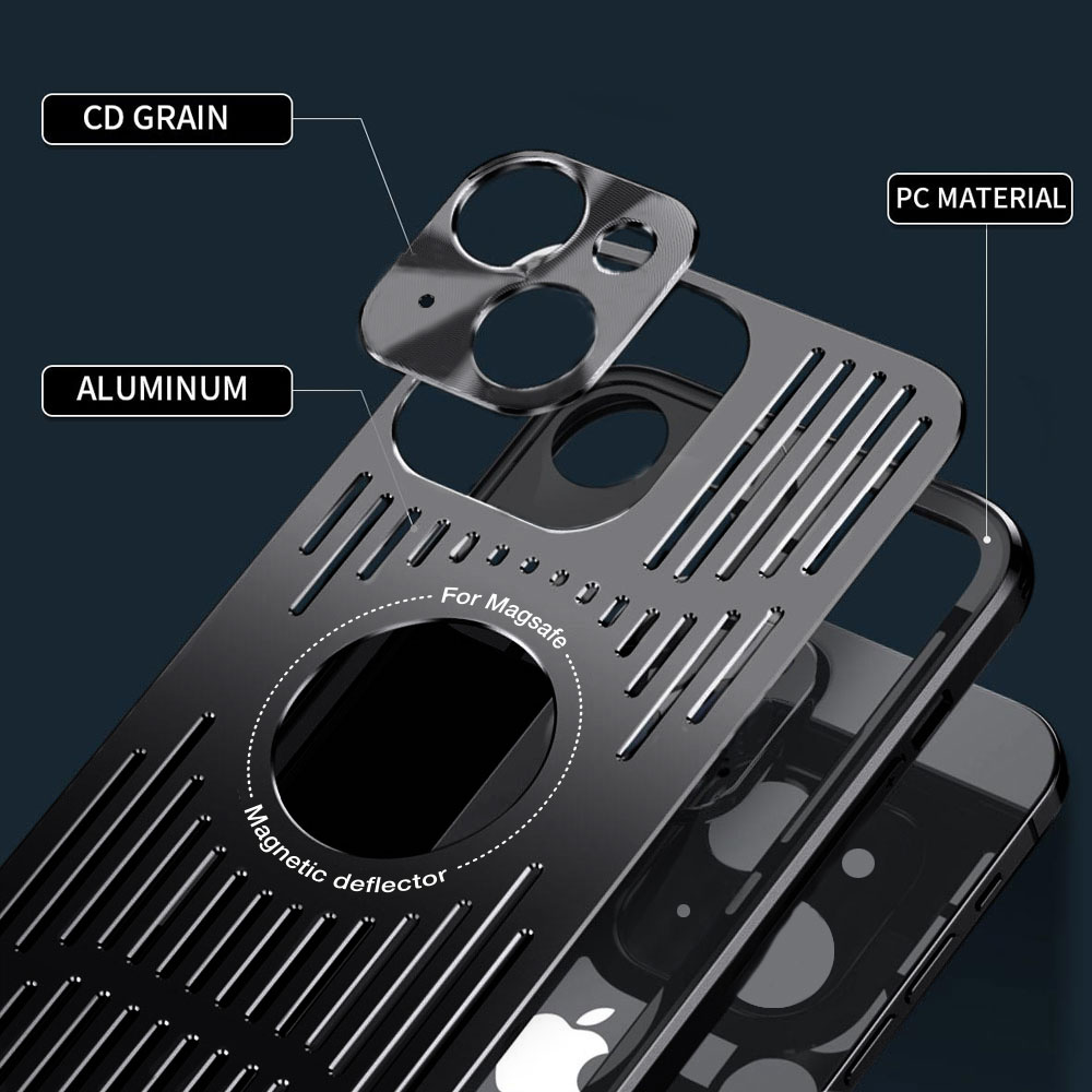 Etui do iPhone 14 Metal Defender z osłoną aparatu, metalowe z widocznym logo, głęboka czerń