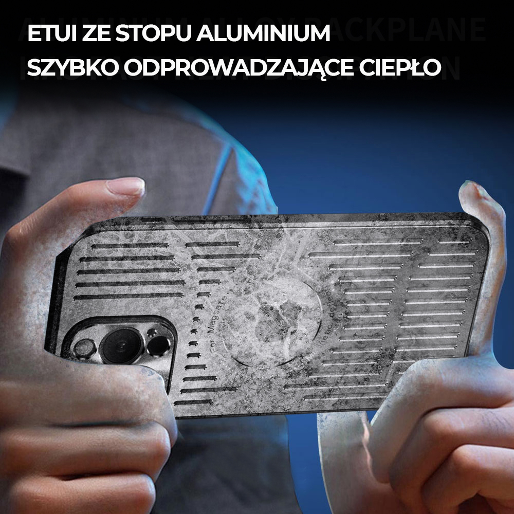 Etui do iPhone 14 Pro Max Metal Defender z osłoną aparatu, metalowe z widocznym logo, głęboka czerń