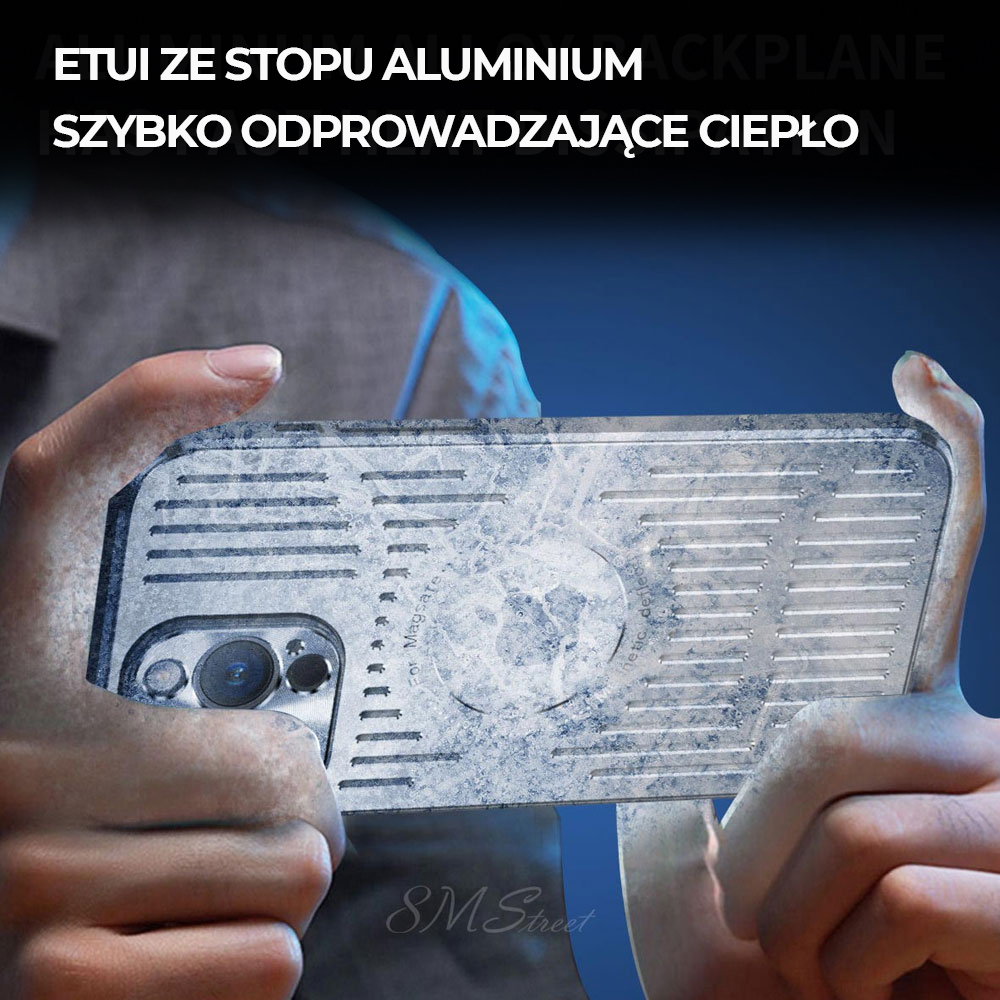 Etui do iPhone 14 Pro Metal Defender z osłoną aparatu, metalowe z widocznym logo, srebrne