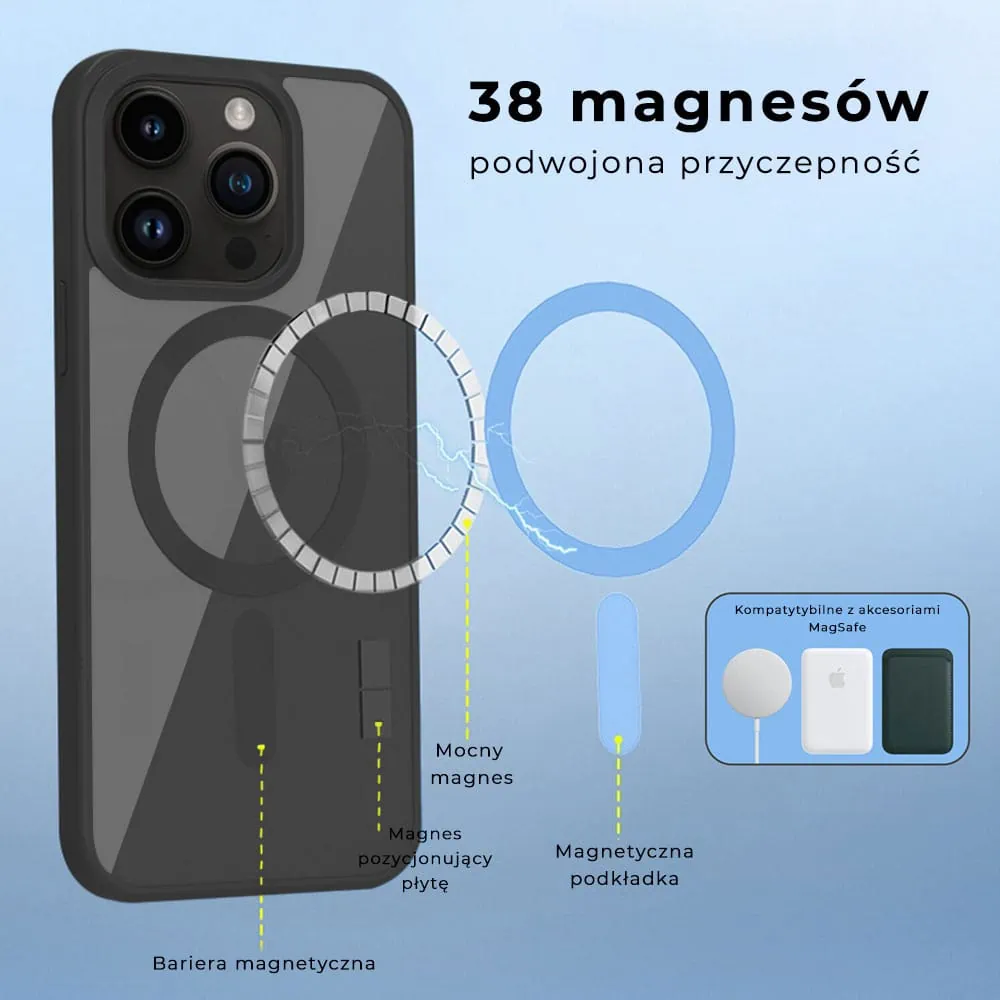 Etui do iPhone 14 Pro Hard Back twardy tył z MagSafe, czarna ramka