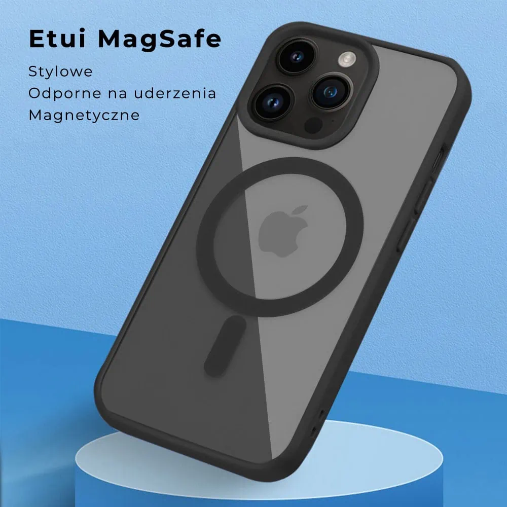 Etui do iPhone 14 Pro Hard Back twardy tył z MagSafe, czarna ramka