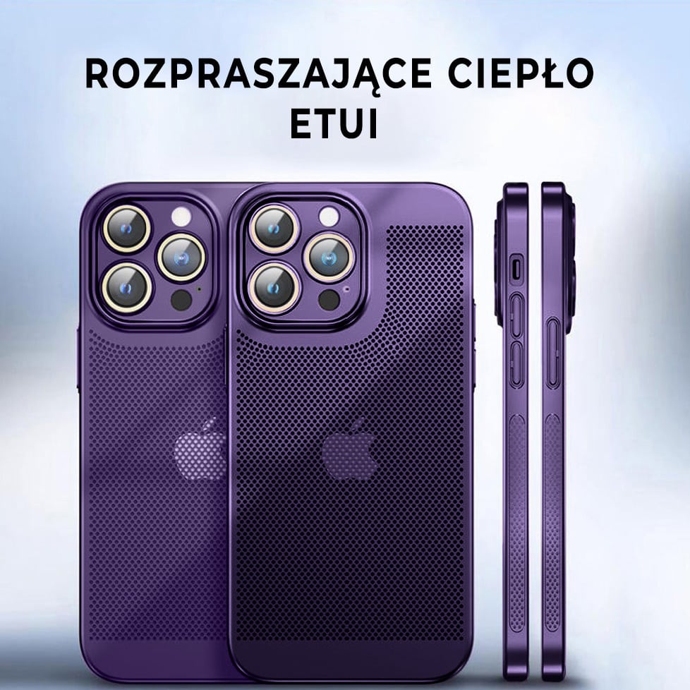 Etui do iPhone 14 Pro, oddychające, hybrydowa ochrona kamery, purpurowe
