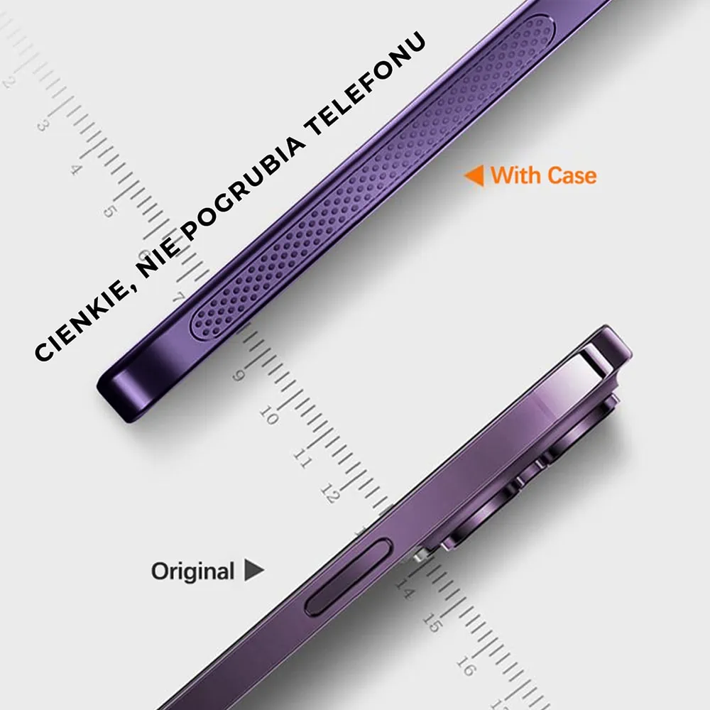 Etui do iPhone 14 Pro, oddychające, hybrydowa ochrona kamery, purpurowe