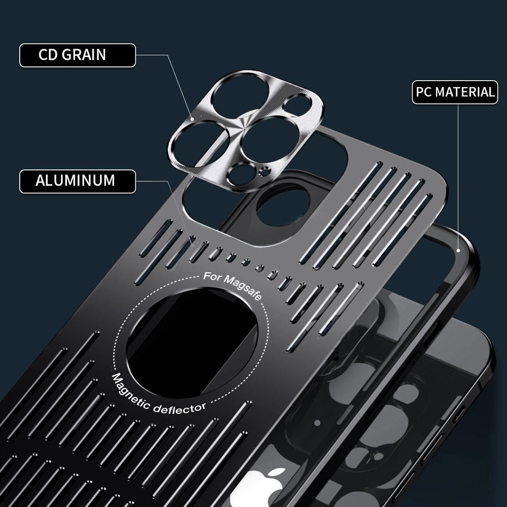 Etui do iPhone 14 Pro Max Metal Defender z osłoną aparatu, metalowe z widocznym logo, głęboka czerń