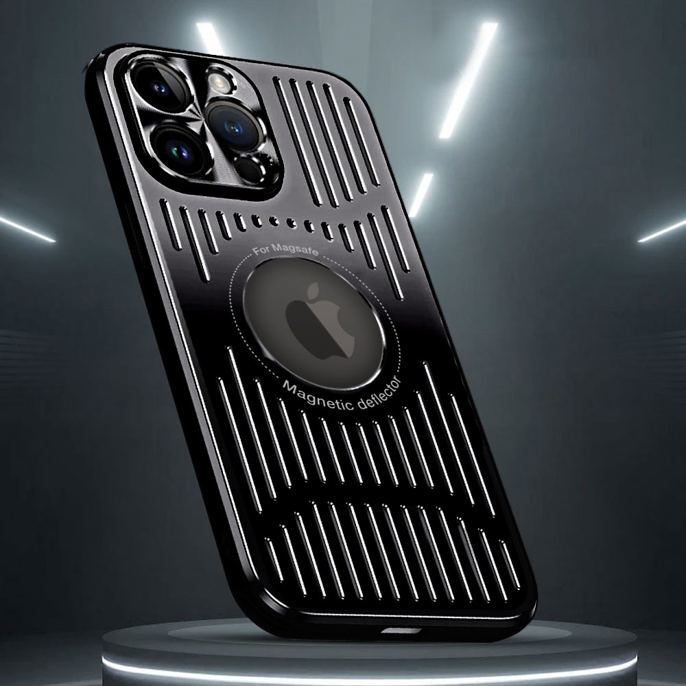 Etui do iPhone 14 Pro Max Metal Defender z osłoną aparatu, metalowe z widocznym logo, głęboka czerń