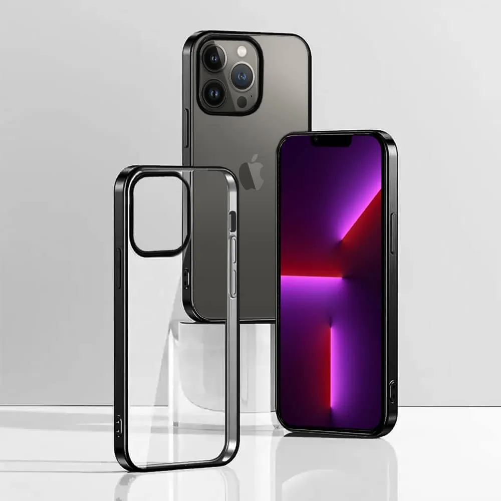 Etui do iPhone 14 Pro JETech Simple Metallic graphite przeźroczyste z ramką w kolorze czarnym grafitowym (OUTLET)