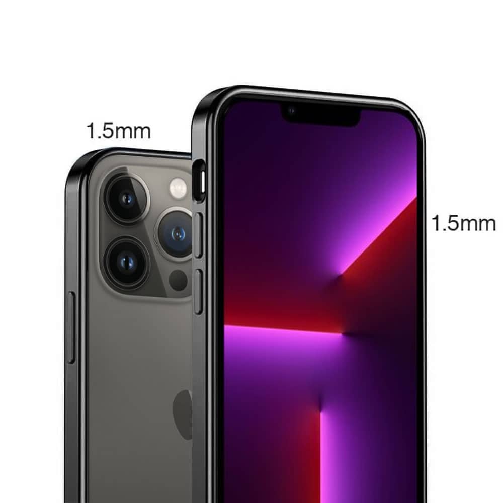 Etui do iPhone 14 Pro JETech Simple Metallic graphite przeźroczyste z ramką w kolorze czarnym grafitowym (OUTLET)