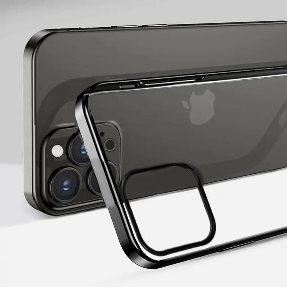 Etui do iPhone 14 Pro JETech Simple Metallic graphite przeźroczyste z ramką w kolorze czarnym grafitowym (OUTLET)