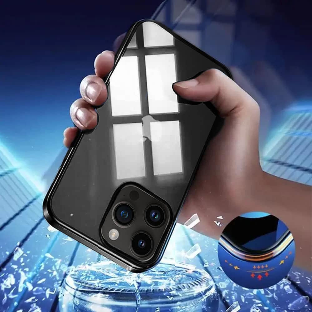 Etui do iPhone 14 Pro JETech Simple Metallic graphite przeźroczyste z ramką w kolorze czarnym grafitowym (OUTLET)