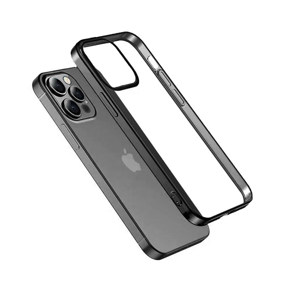 Etui do iPhone 14 Pro JETech Simple Metallic graphite przeźroczyste z ramką w kolorze czarnym grafitowym (OUTLET)