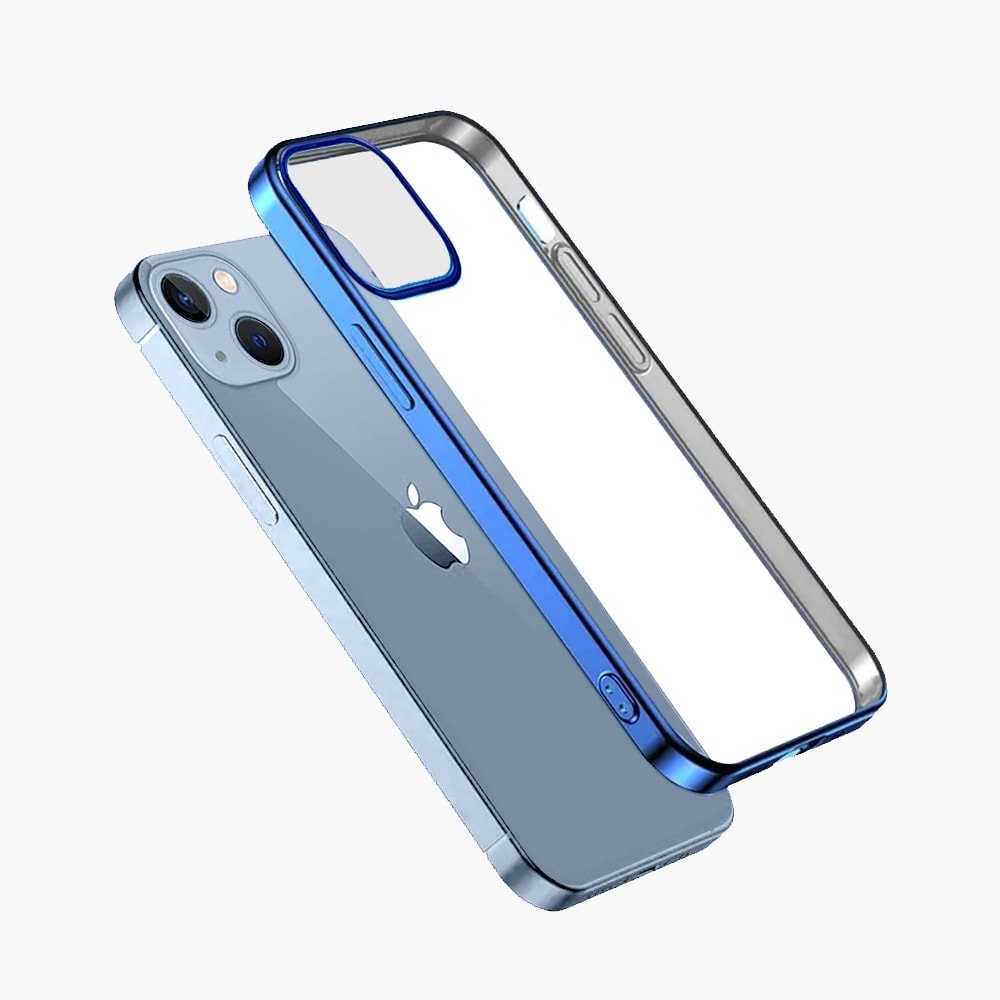 Etui do iPhone 14 JETech Simple Metallic deep blue przeźroczyste z ramką w kolorze głęboki niebieski (OUTLET)