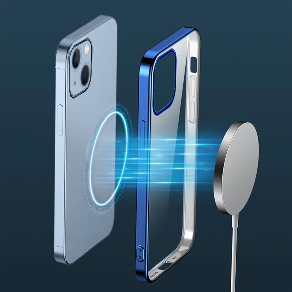 Etui do iPhone 14 JETech Simple Metallic deep blue przeźroczyste z ramką w kolorze głęboki niebieski (OUTLET)