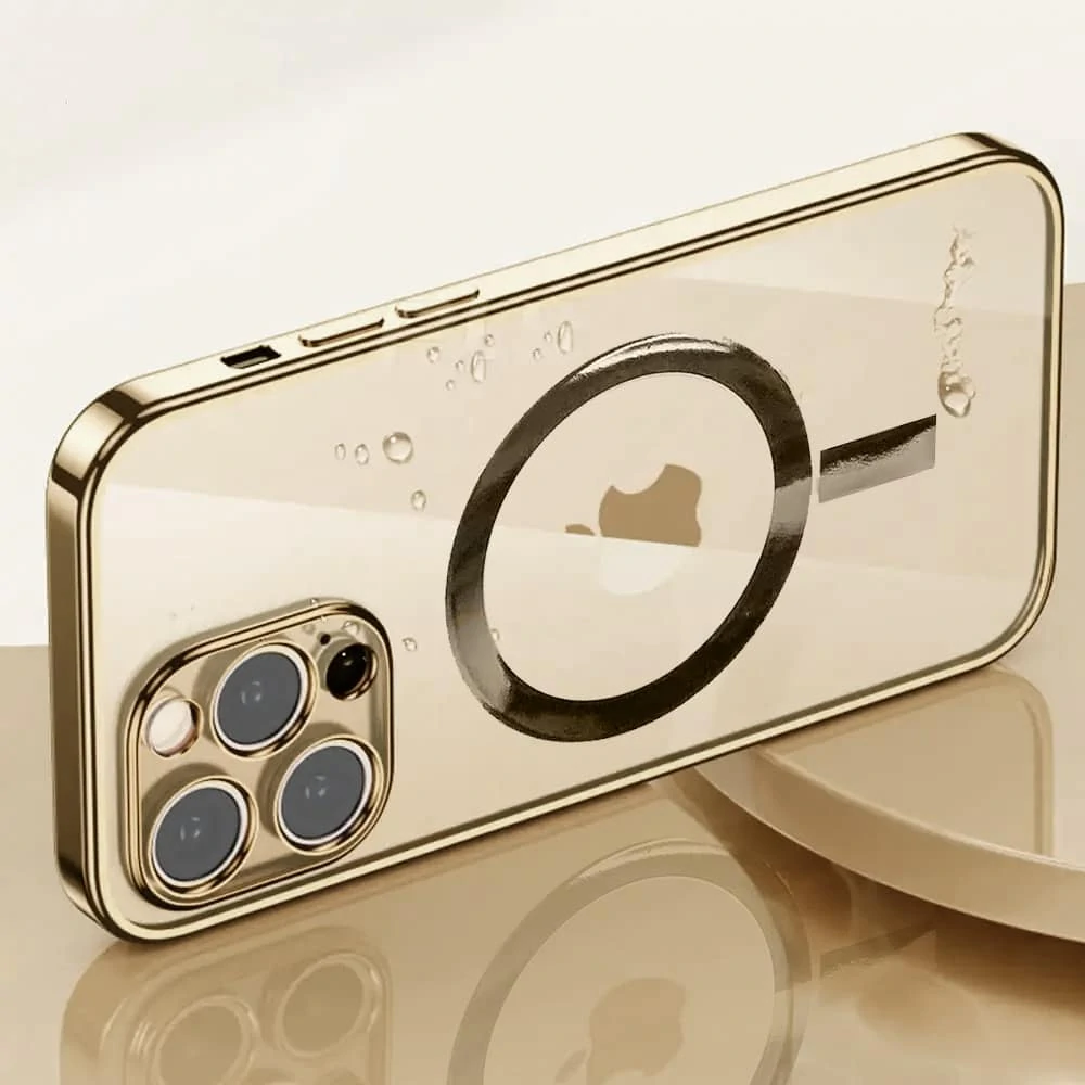 Etui do iPhone 14 Pro premium golden MagSafe z osłoną kamery, złote (OUTLET)