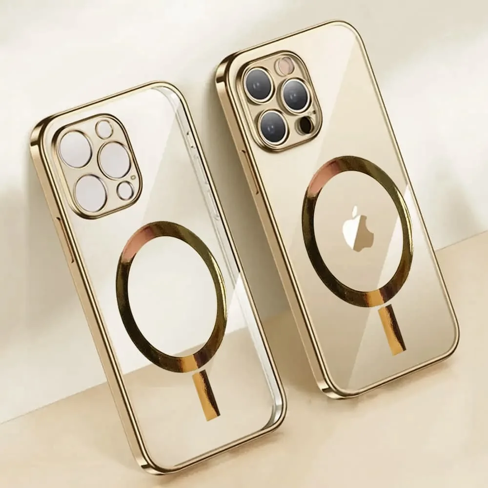 Etui do iPhone 14 Pro premium golden MagSafe z osłoną kamery, złote (OUTLET)