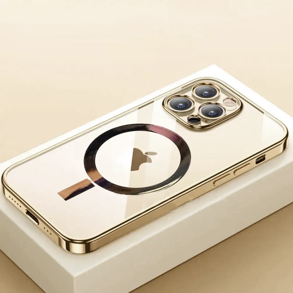Etui do iPhone 14 Pro premium golden MagSafe z osłoną kamery, złote (OUTLET)