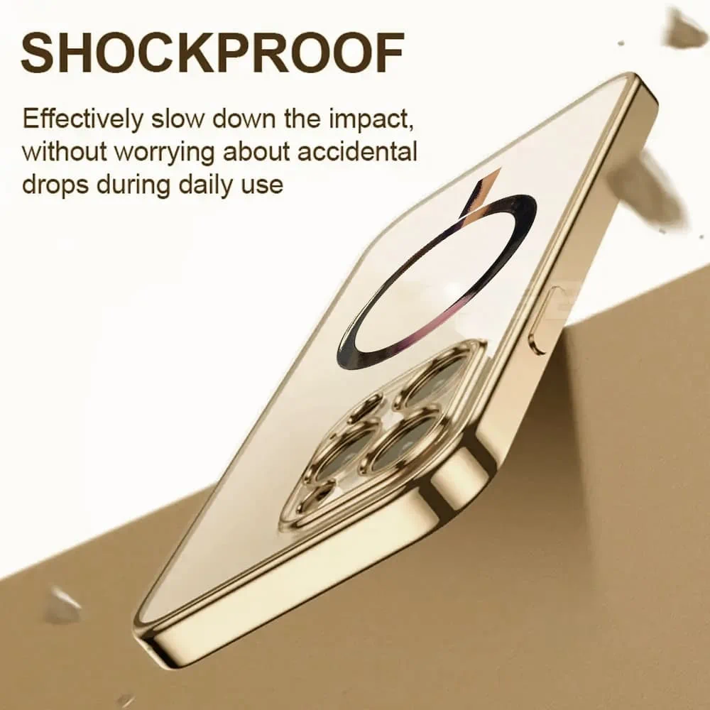 Etui do iPhone 14 Pro premium golden MagSafe z osłoną kamery, złote (OUTLET)