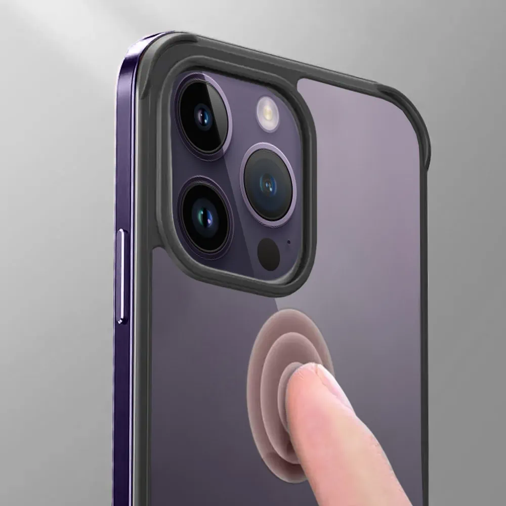 Etui do iPhone 14 Pro Max krystaliczny tył z metalową ramką, trwałe, eleganckie Sulada oryginal, purpurowe