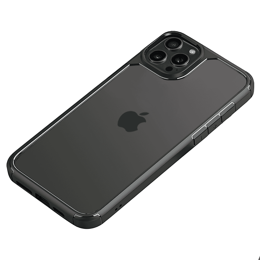 Etui do iPhone 12 Pro, przeźroczyste, matowe boki, twardy tył, czarne