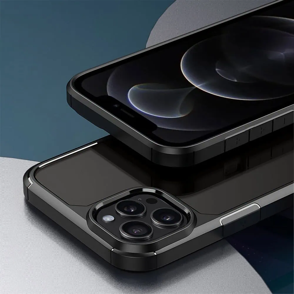 Etui do iPhone 12 Pro, przeźroczyste, matowe boki, twardy tył, czarne