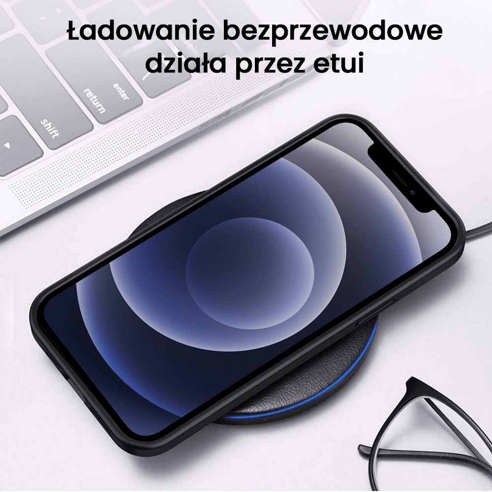 Etui do iPhone 12, szklany tył, mapa świata, czarne