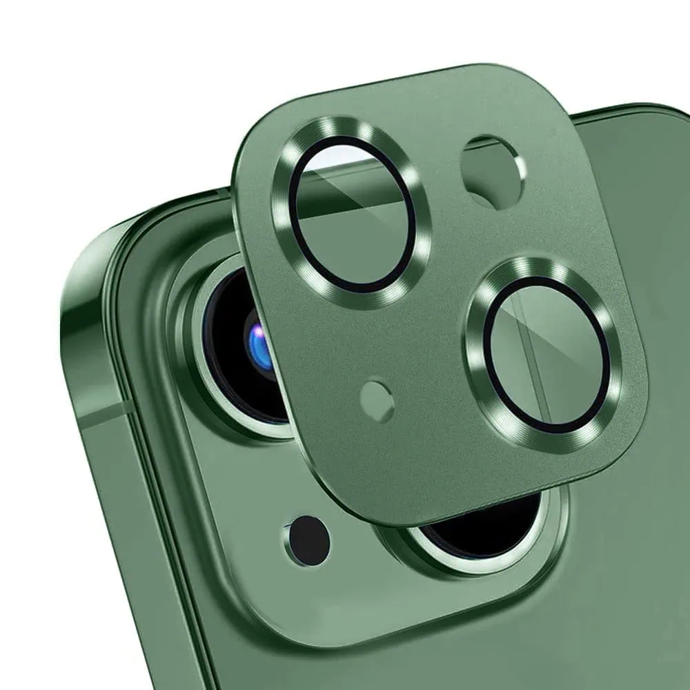 iPhone 13 Mini gładka metalowa osłona na cały aparat, wbudowane szkła 9H, zielona