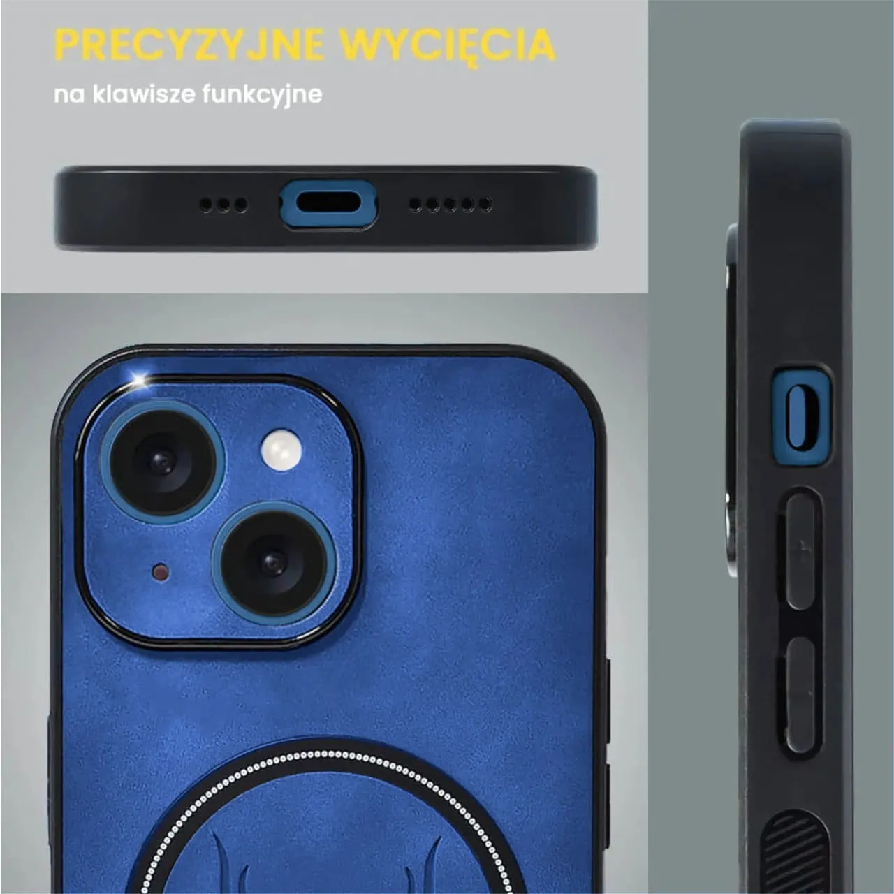 Etui do iPhone 13 Alcantara Magsafe Cover, przyjemne w dotyku, niebieskie