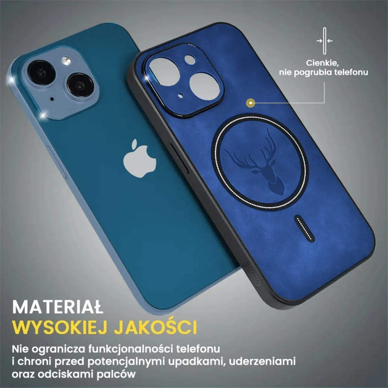 Etui do iPhone 13 Alcantara Magsafe Cover, przyjemne w dotyku, niebieskie